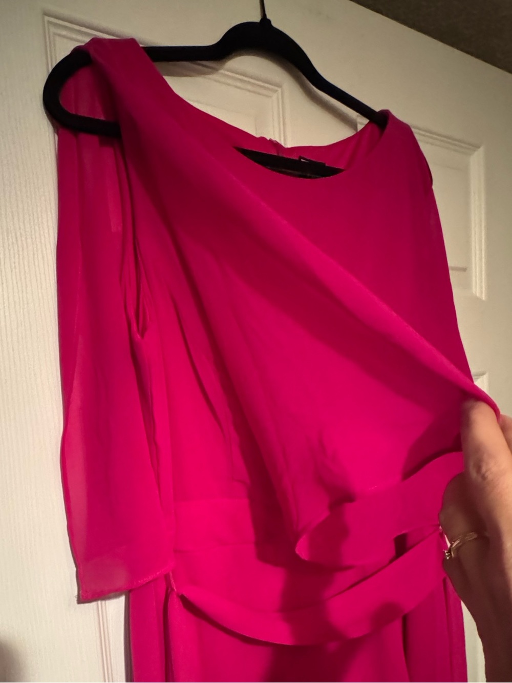 JH Size 16 Bright Pink Women’s Sleeveless Tank Dress w/ chiffon overlay - Picture 3 of 11